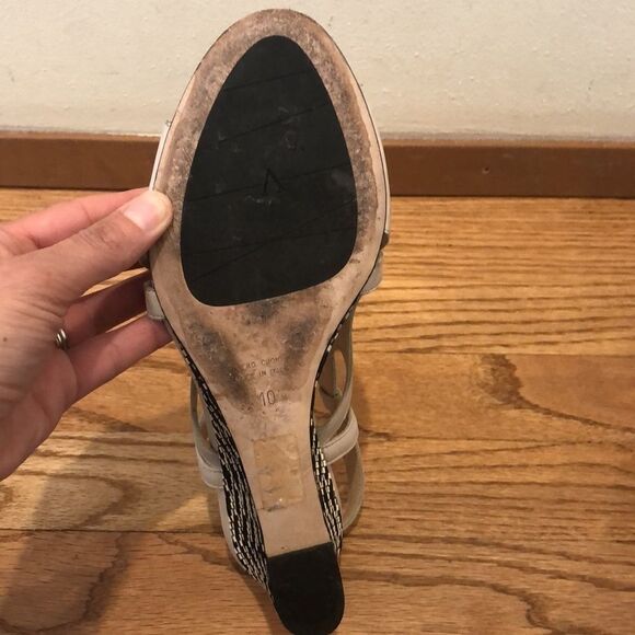 Aquatalia wedge cream leather open toe sandals - Picture 9 of 9